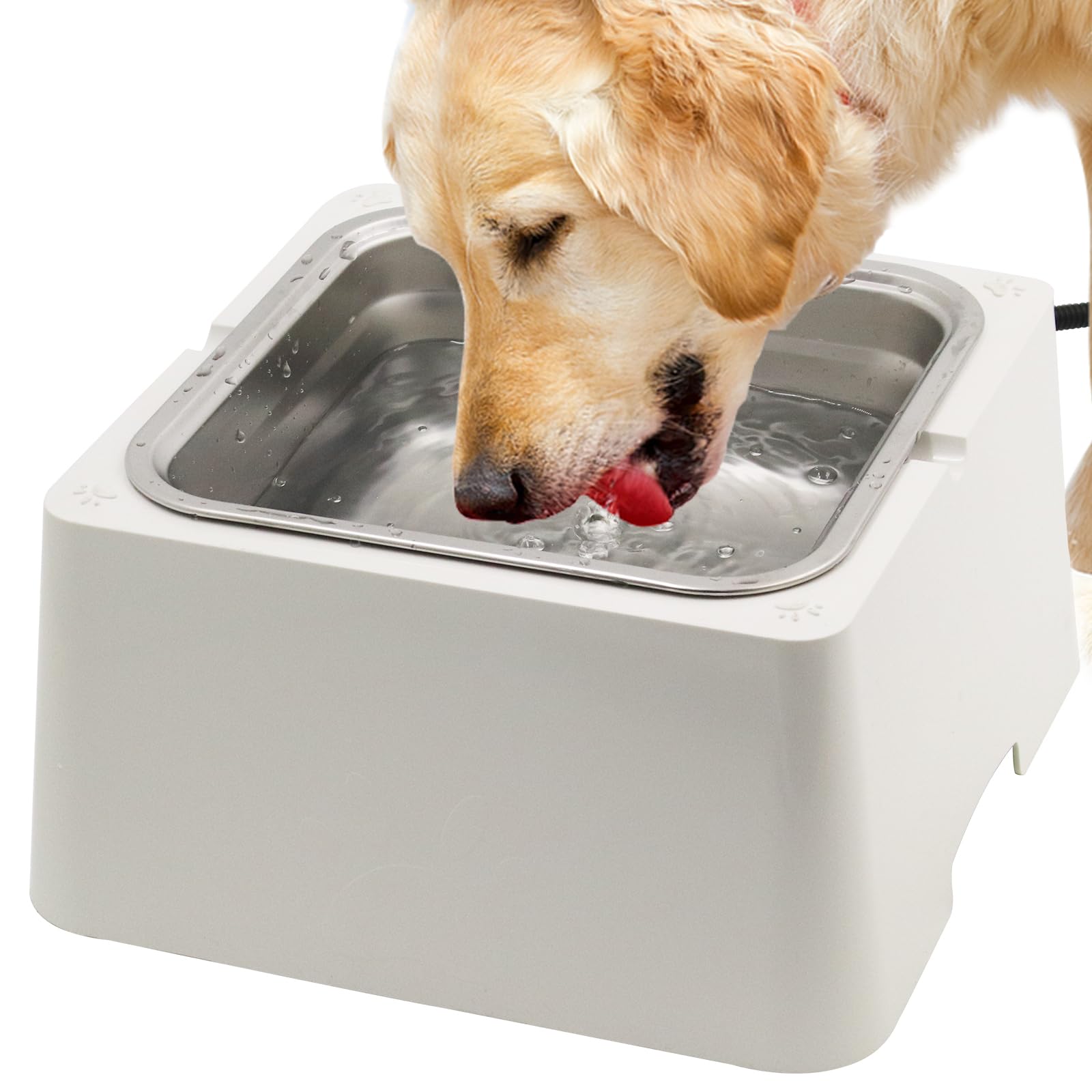 Lucky Farm Heated Water Bowl For Dog & Cat Removable 110Oz/0.85 Gal Stainless Bowl Outdoor Pet Water Dish 100W Electric Powered