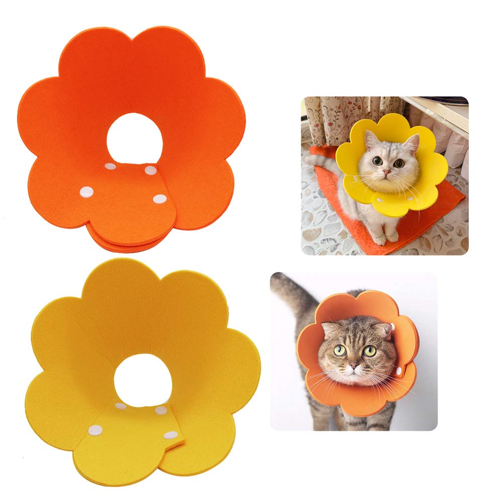 Lanyihome Cat Recovery Collar - Cute Flower Neck Cat Cones After Surgery, Adjustable Cat E Collar, Surgery Recovery Elizabethan 