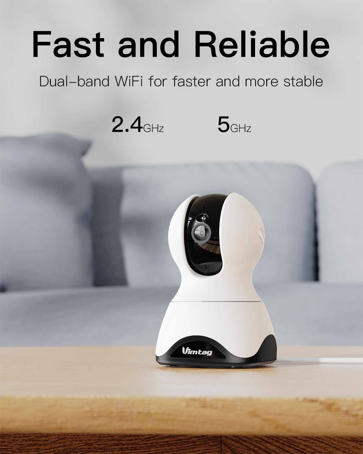 VIMTAG 2.5K Indoor Security Camera 2-Pack - Baby Monitor & Pet Camera System with App, 360 View, 5G/2.4G Wireless WiFi, Motion T