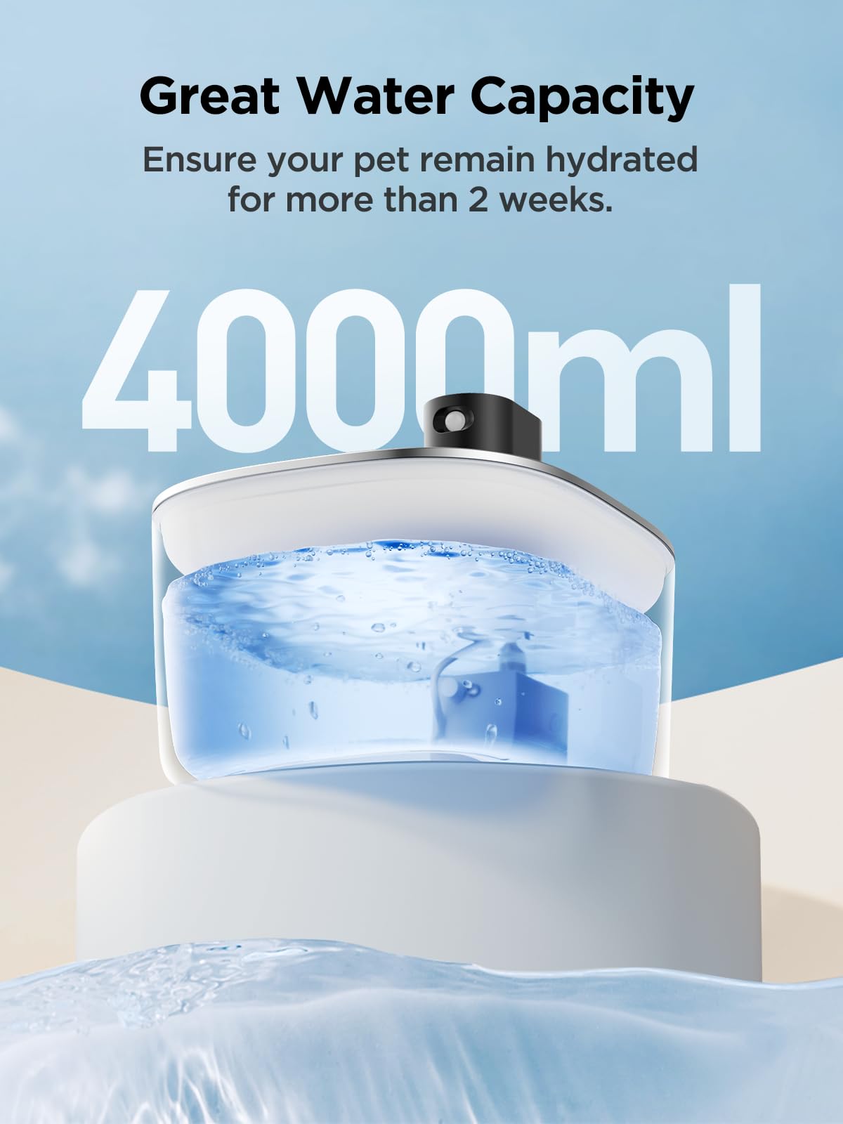 Feelneedy Wireless Cat Water Fountain Stainless Steel With Sensor, 4000Mah Battery Operated, 4L/135Fl Oz Pet Water Fountain For Cats Dogs, Ultra Quiet Cat Drinking Fountain With 2 Filters (Ypd-C004S)