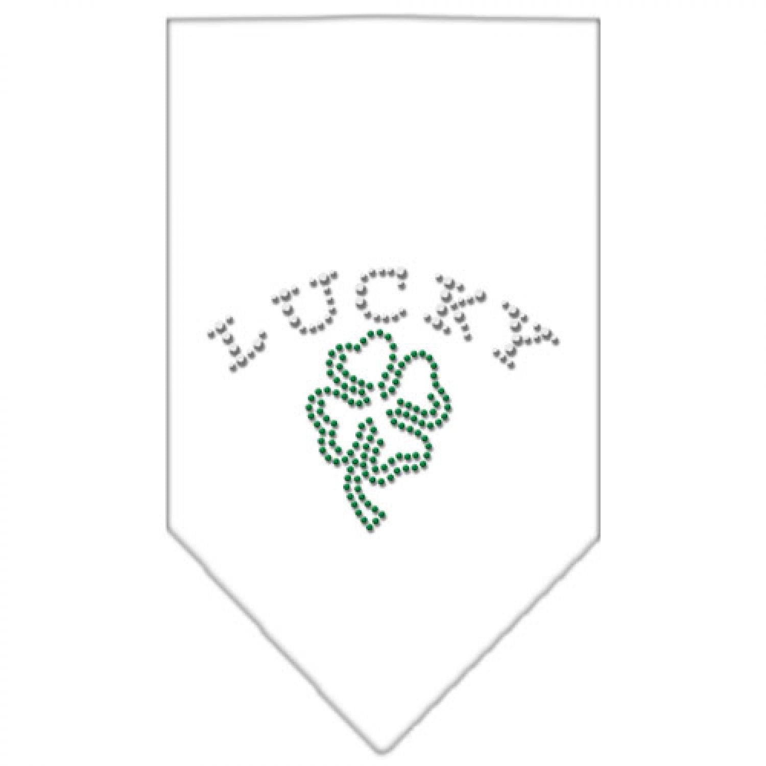 Mirage Pet Products Four Leaf Clover Rhinestone Bandana, Large, White