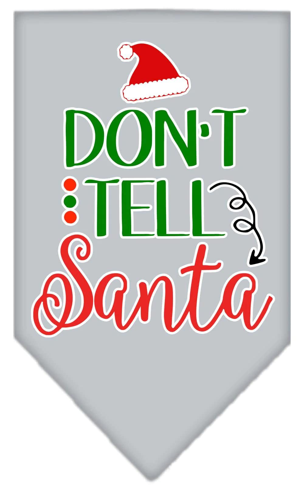 Christmas Pet and Dog Bandana Screen Printed, "Don't Tell Santa" Navy Blue Large