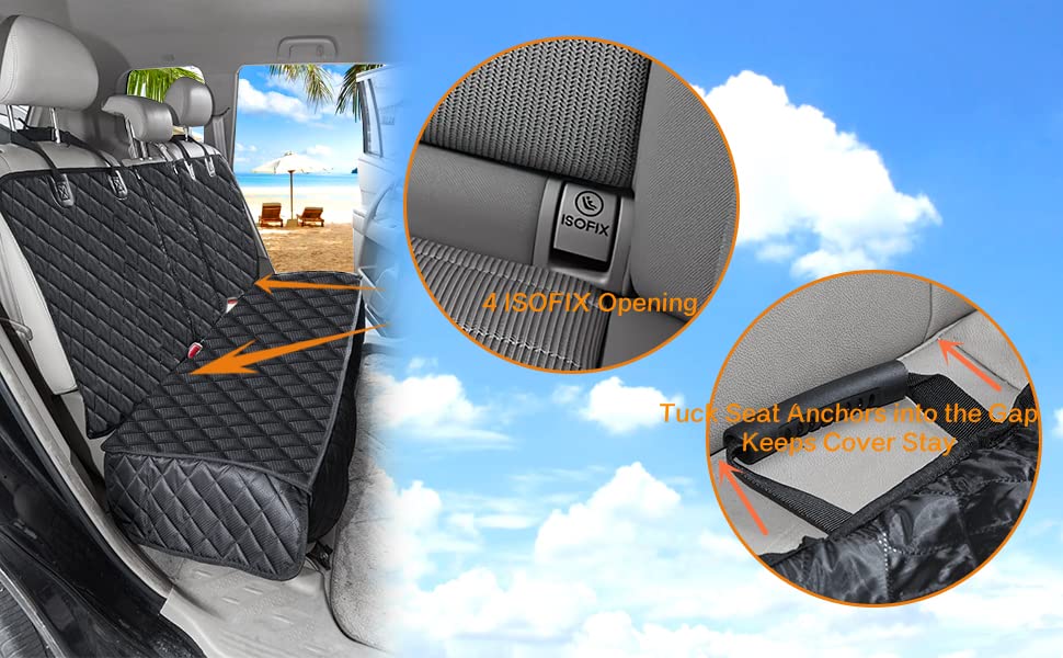 ANOSOSPEcIAL Dog car Seat cover for Back Seat cover for Kids ISOFIX car Seat Protector for Dogs Nonslip Water Proof Durable Univ