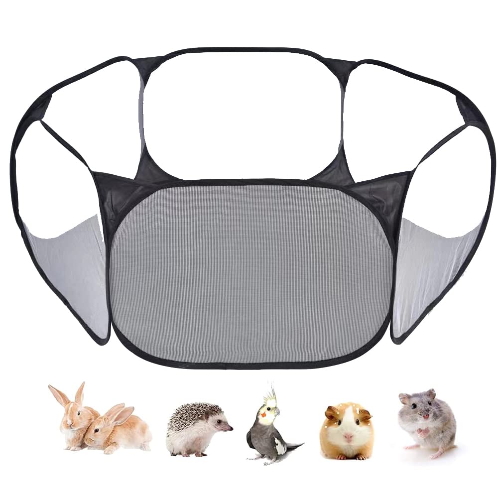 LAIRIES Small Animals Tent, Breathable Transparent Pet Playpen Pop Open Outdoor/Indoor Exercise Fence, Portable Yard Fence for G