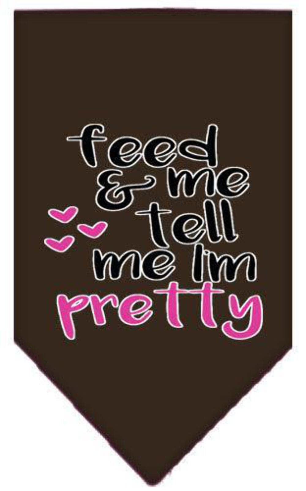 Pet and Dog Bandana Screen Printed, "Feed Me & Tell Me I'm Pretty" Navy Blue Small