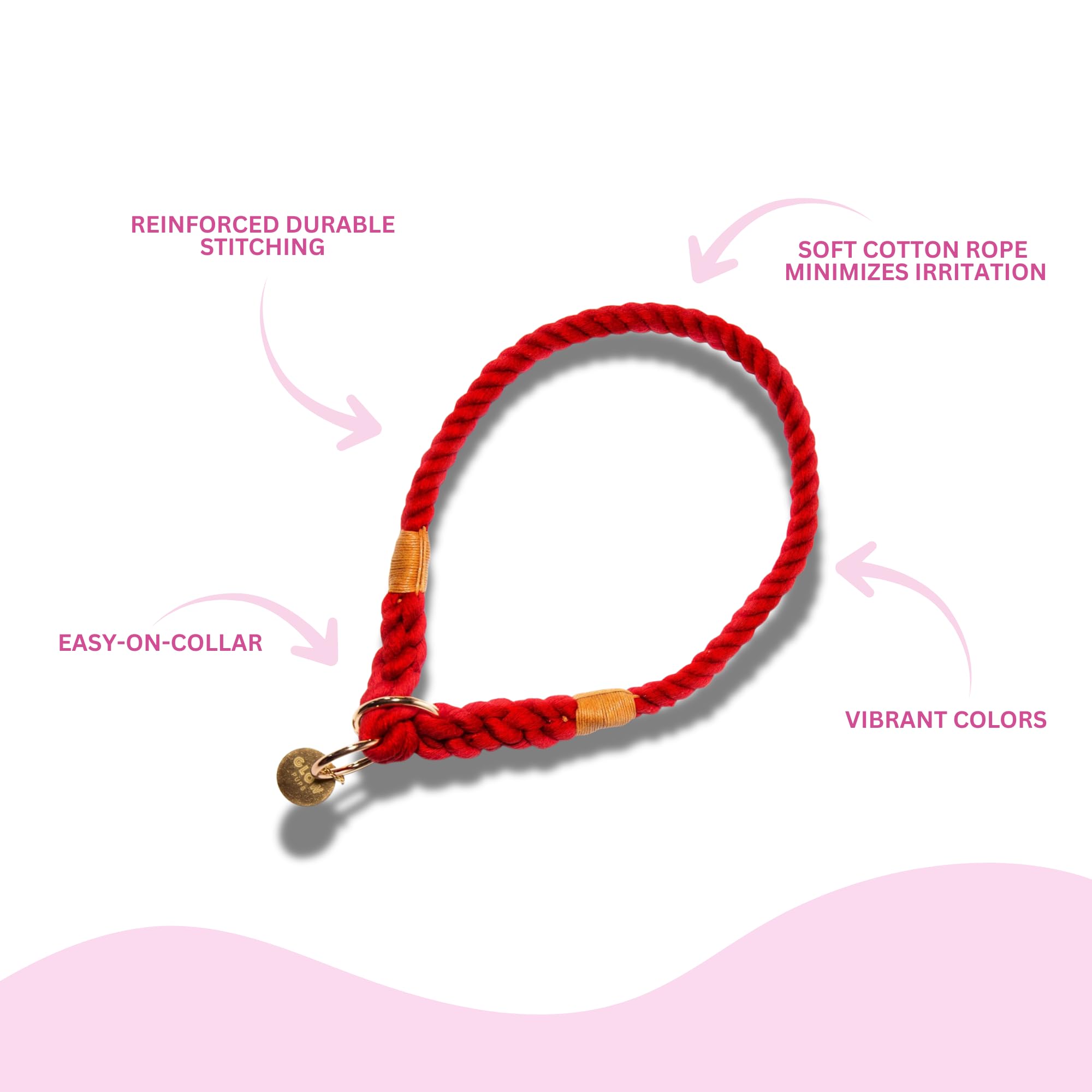 Glow Pups Rope Dog Collar, Stylish Ombre Slip Collar For Dogs, Durable & Adjustable, Handmade For Medium/Large Breeds, Easy Care