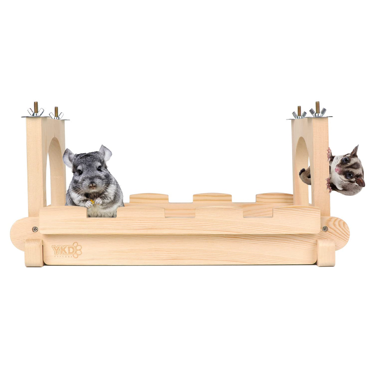 Ykd Chinchilla Wood Suspension Bridge, Hanging Large Small Animal Wooden Bridge Platform, Small Animals Habitat Toy For Chinchillas Sugar Gliders Rats Squirrel