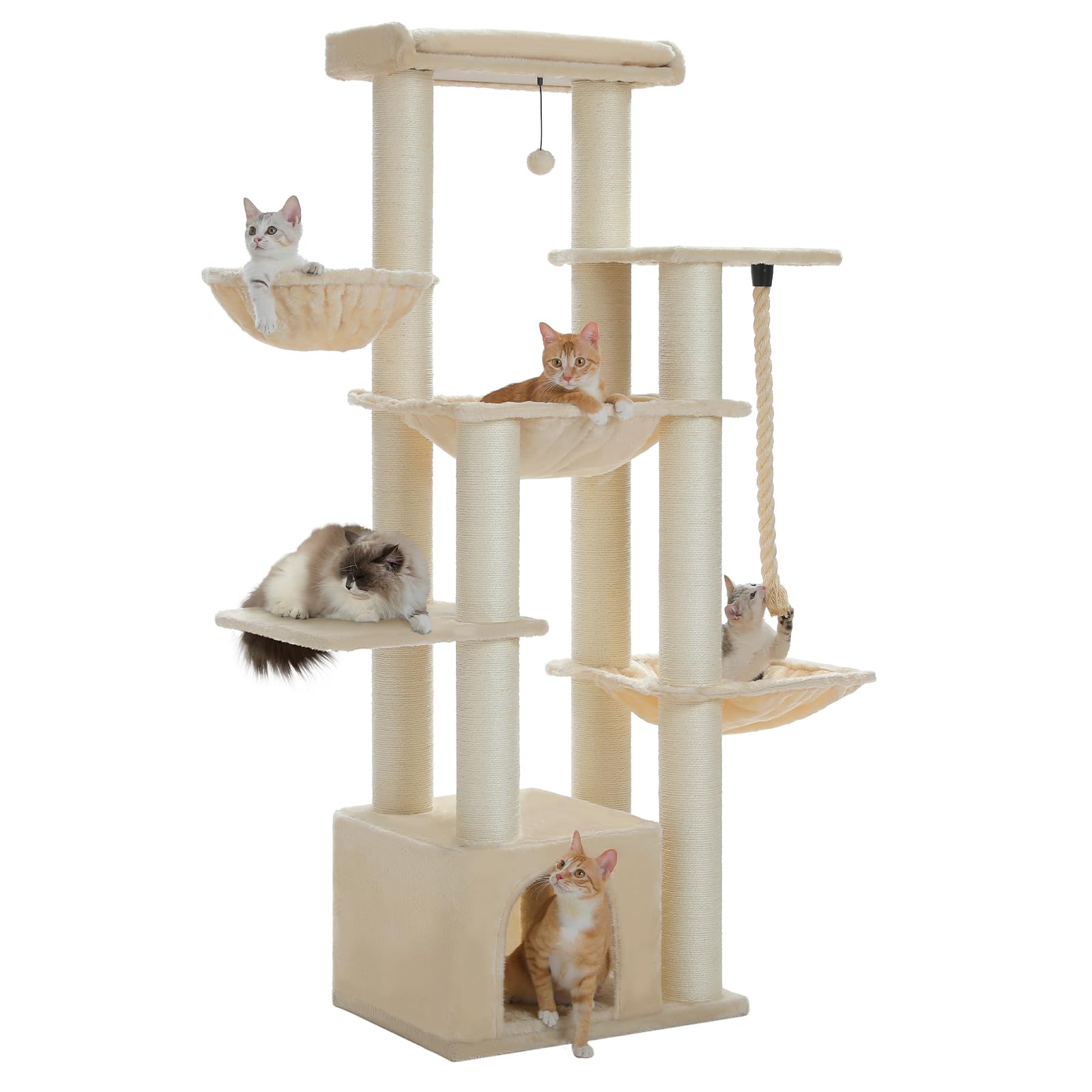 UYMI 67 Heavy-Duty Cat Tree for Indoor Cats Large Adult, XXL Cat Tower with 13 Thick Scratching Posts (f4.3), Super Large Perch,