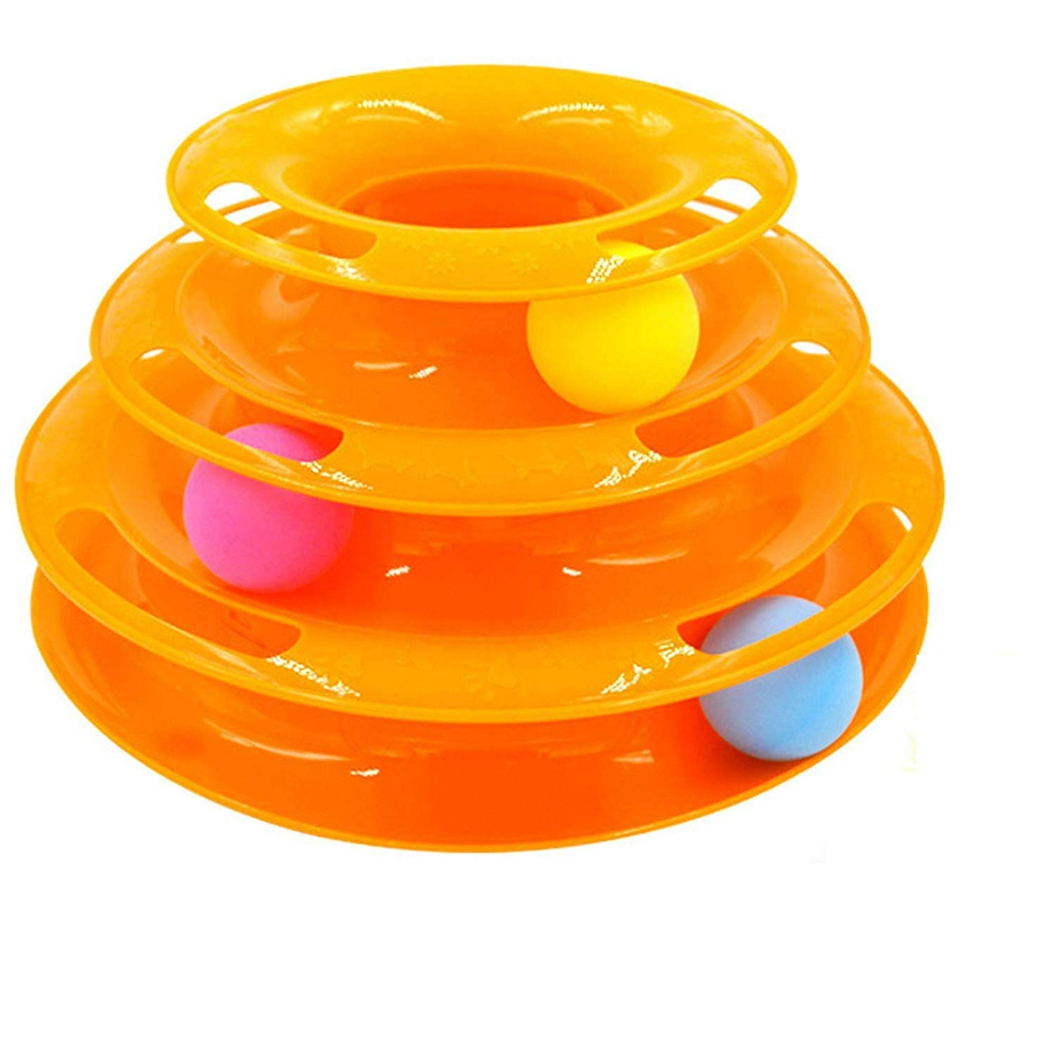 Sage Square Interactive Tower Of Tracks Plastic 3 Layers Pet Game Entertainment Turntable With Colorful Ball Toy For Cats