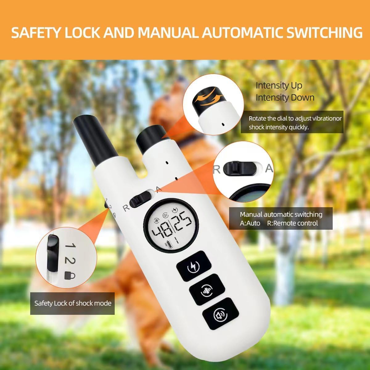 GPJYNR 2-in-1 Waterproof Bark Collar with Remote, 3 Training Modes & 1300Ft Range for Small Medium Large Dogs (W6400-2)