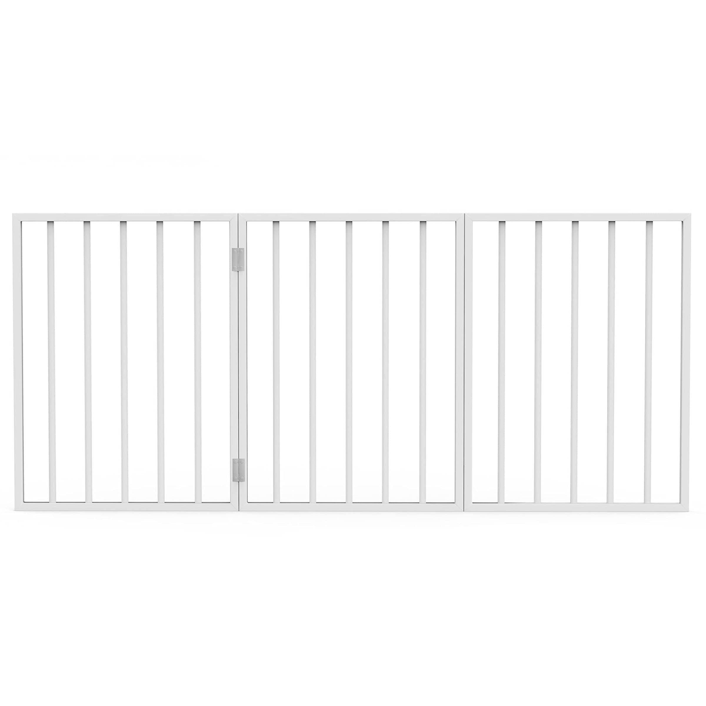 Petmaker Pet Gate - Dog Gate For Doorways, Stairs Or House- Freestanding, Folding, Accordion Style, Wooden Indoor Dog Fence (24-Inch, White)