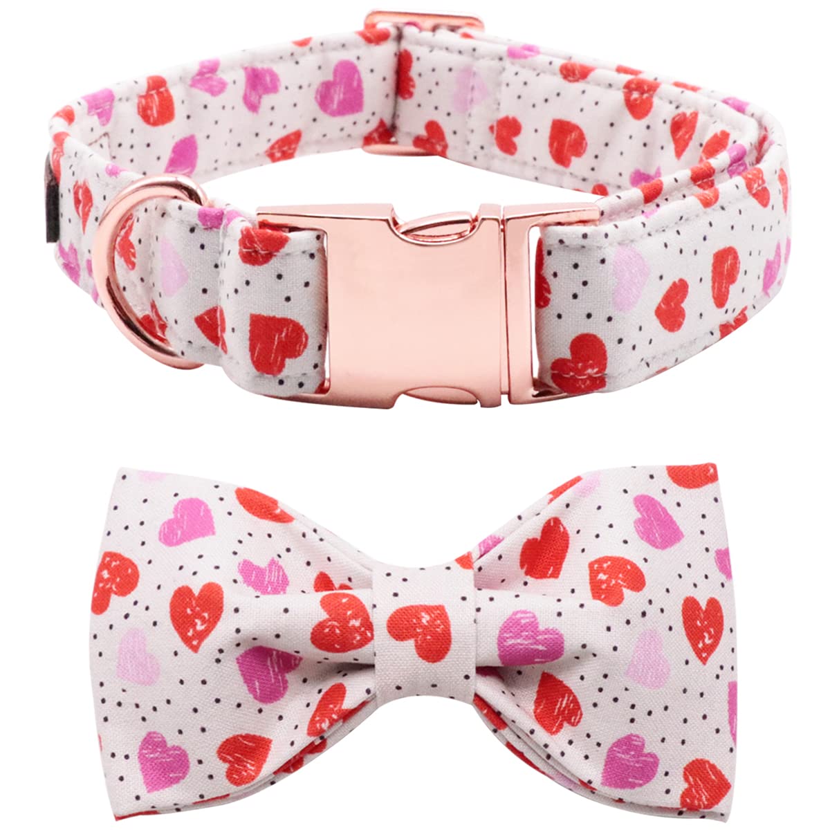Lionet Paws Valentines Day Dog Collar With Bowtie, Dog Bowtie Collar With Metal Buckle For Dogs, Adjustable Comfortable Dog Coll
