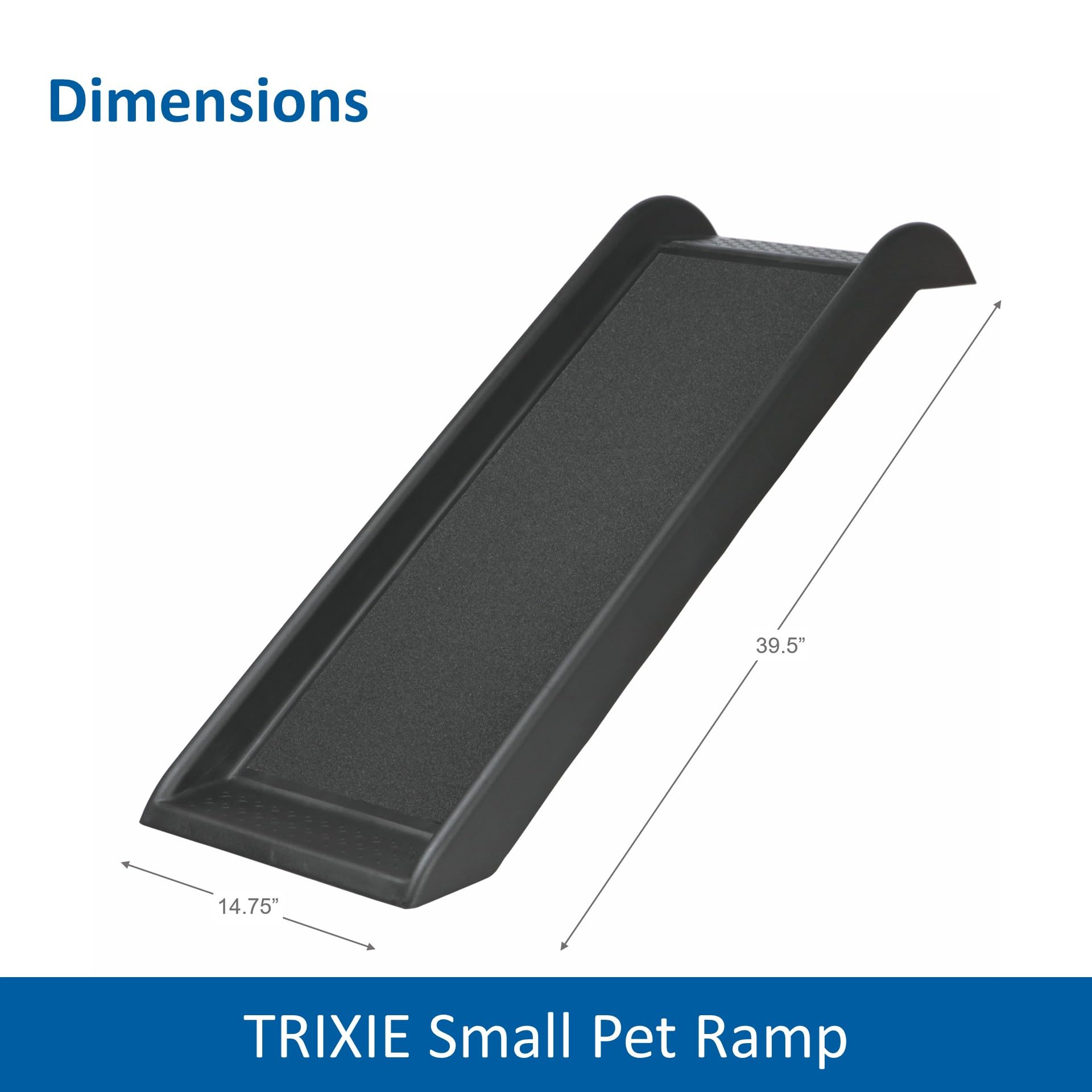 TRIXIE 39-in Portable Dog Ramp for Small Cars & Furniture, Non-Skid Surface, Plastic, Model 3942, Black