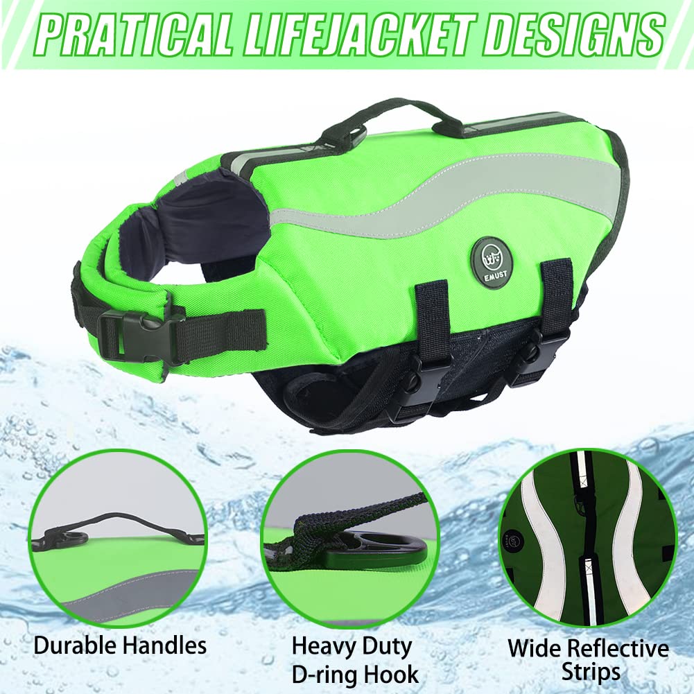 Emust Dog Life Vests, Adjustable Life Jackets For Small Dogs With Enhanced Buoyancy, Small Dog Swim Vest With Durable Rescue Han