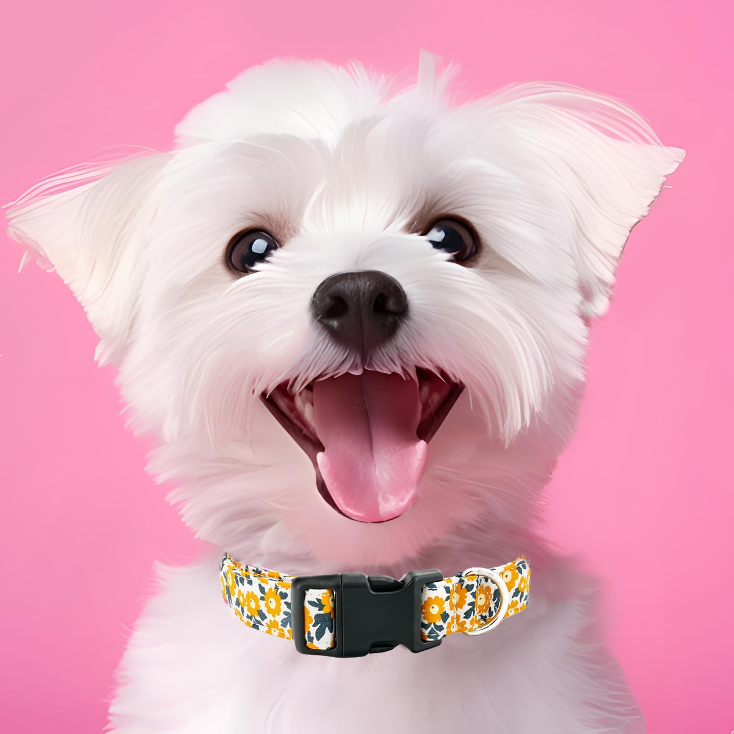 Tunkoo Flower Dog Collar, Cute Adjustable Yellow Collar For Lgbt Pride Month Strong Plastic Buckle - For Small Medium Large Pets