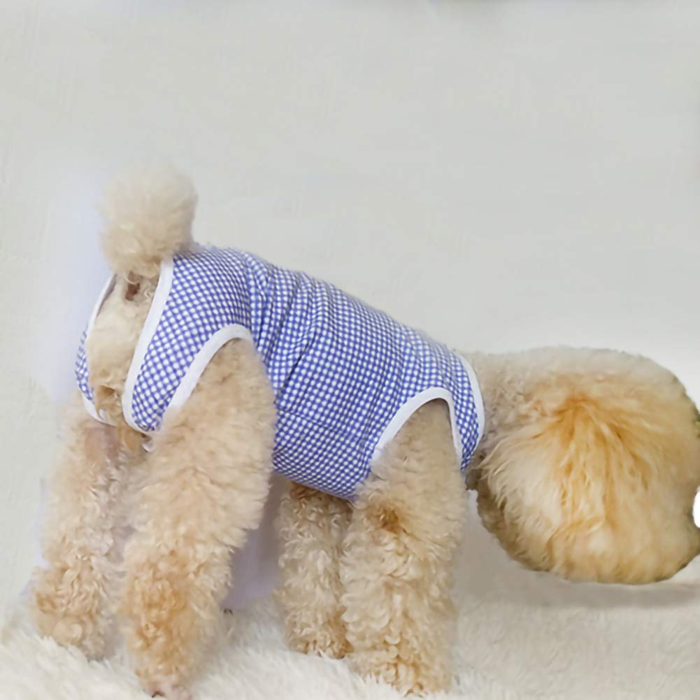 Kukaster Pet Dog’S Recovery Suit Post Surgery Shirt For Puppy, Wound Protective Clothes For Little Animals(Blue White Plaid-S)