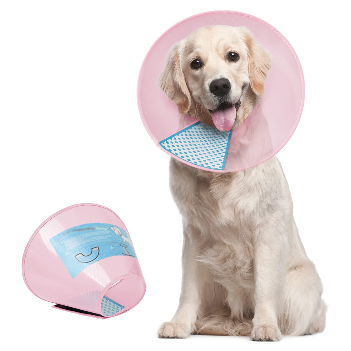 Supet Dog Cone Collar Adjustable After Surgery, Comfortable Pet Recovery Collar & Cone For Large Medium Small Dogs, Elizabethan 