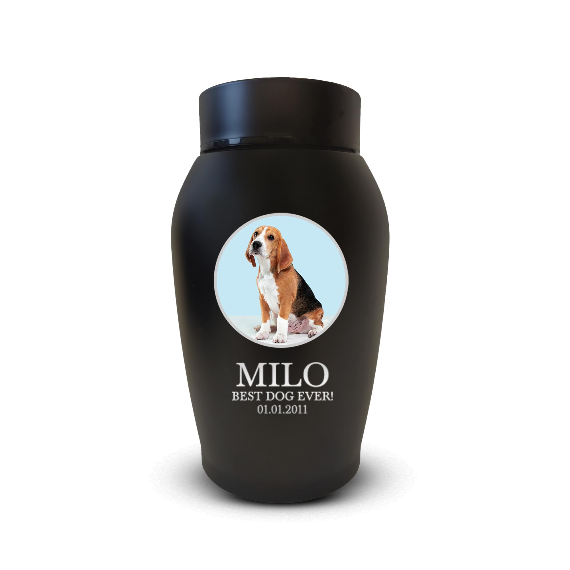 Personalized Custom Photo Dog Urn Engraved Dog Name And Date Stainless Steel Cremation Urns For Dogs Ashes With Pet Photo | Up T