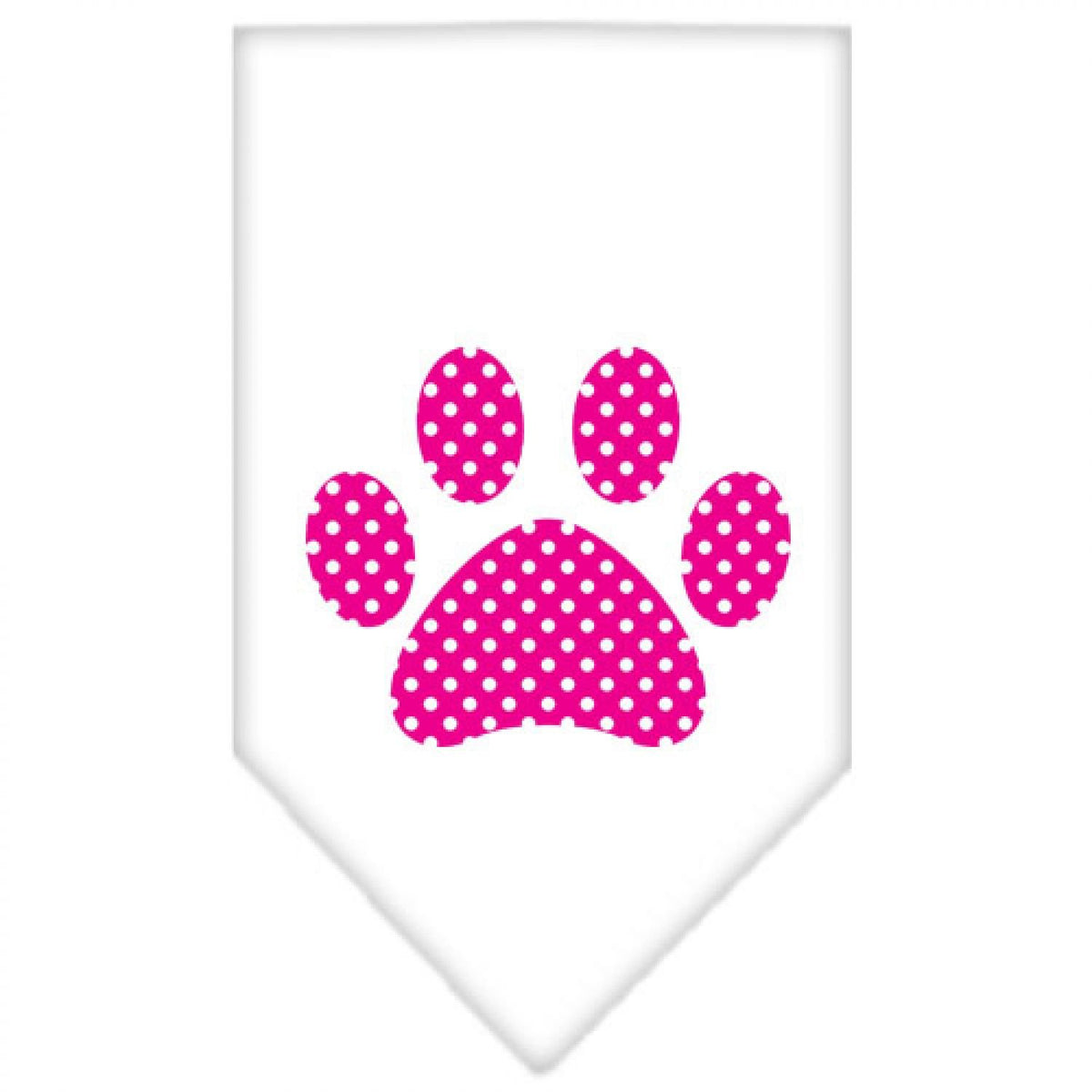 Mirage Pet Products Pink Swiss Dot Paw Screen Print Bandana for Pets, Small, White