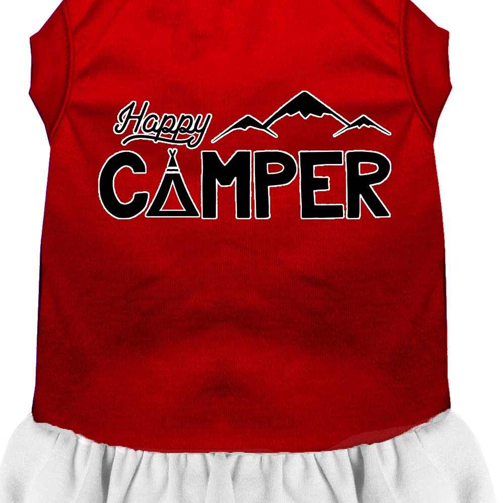 Pet Dog & Cat Dress Screen Printed, 'Happy Camper' Red W/White 2Xl (20-25 Lbs.)