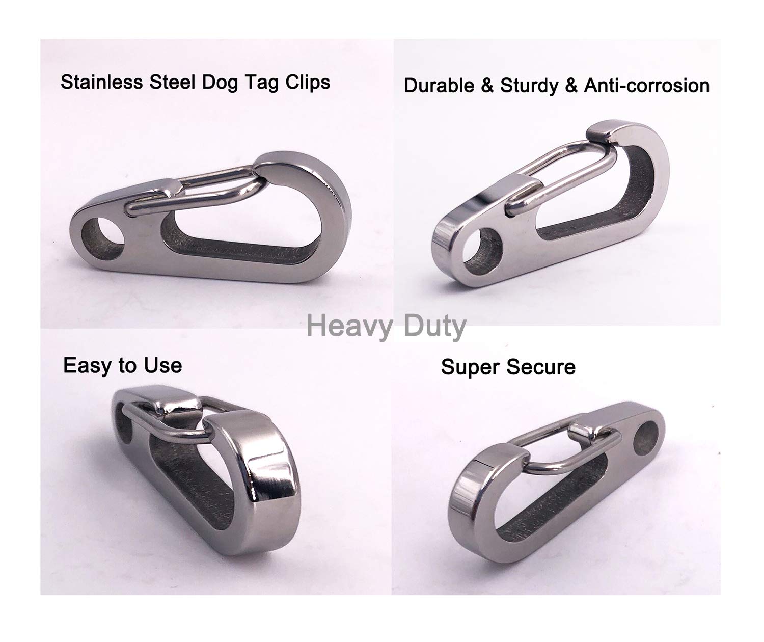 Comtim 2 Pack Dog Tag Clips, Stainless Steel Heavy Duty Quick Clips Pet Id Tag Holder For Dog/Cat Collar And Harness