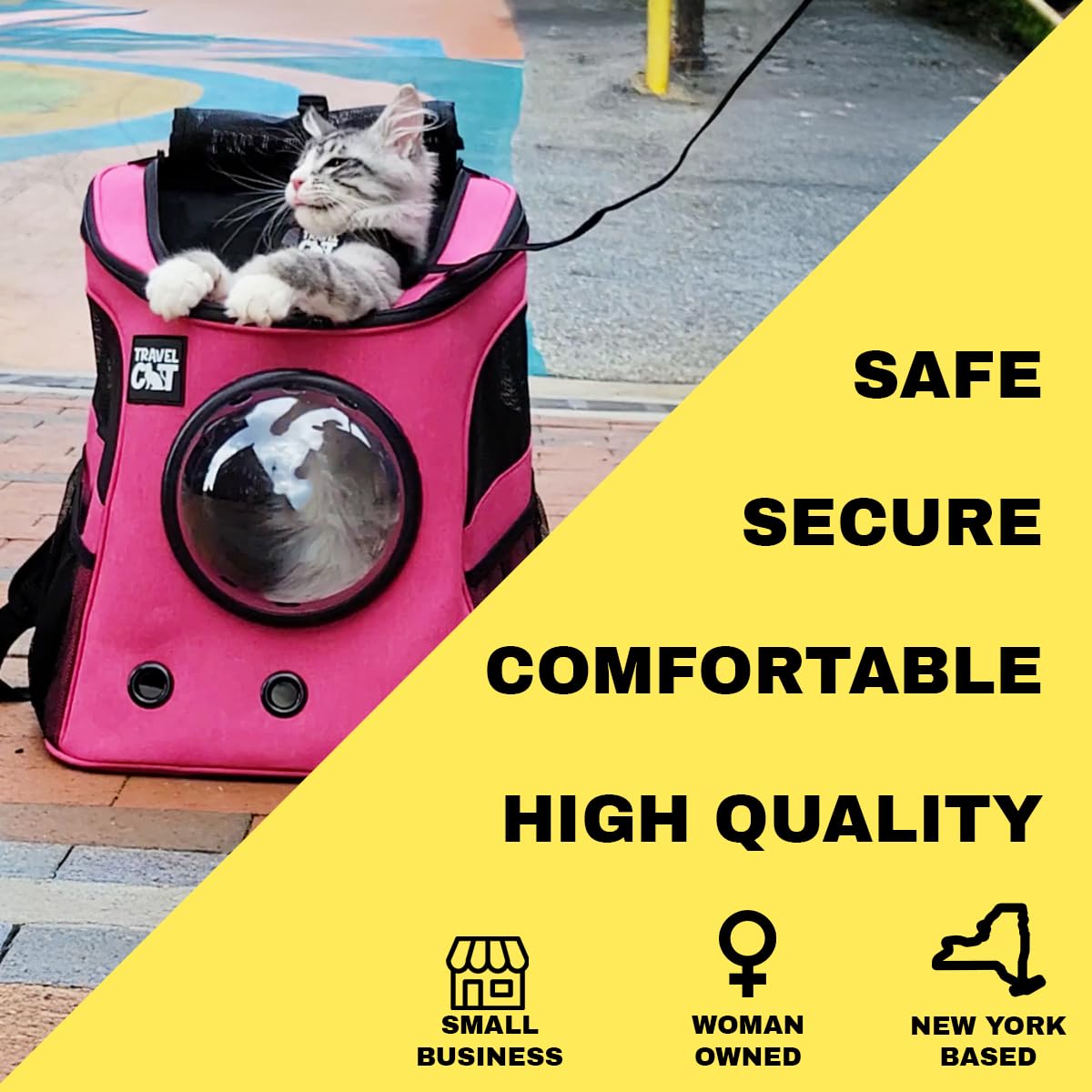 Fat Cat Backpack Carrier - Airline Approved Cat Carrier With Space Capsule Bubble For For Small Cats, Kitten - Premium Deep Rose