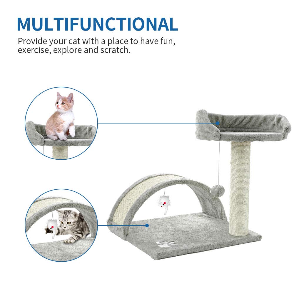 Scratchme Cat Tree, Multi-Level Cat Tower House Condo With Scratching Posts & Hammock For Medium & Small Cats