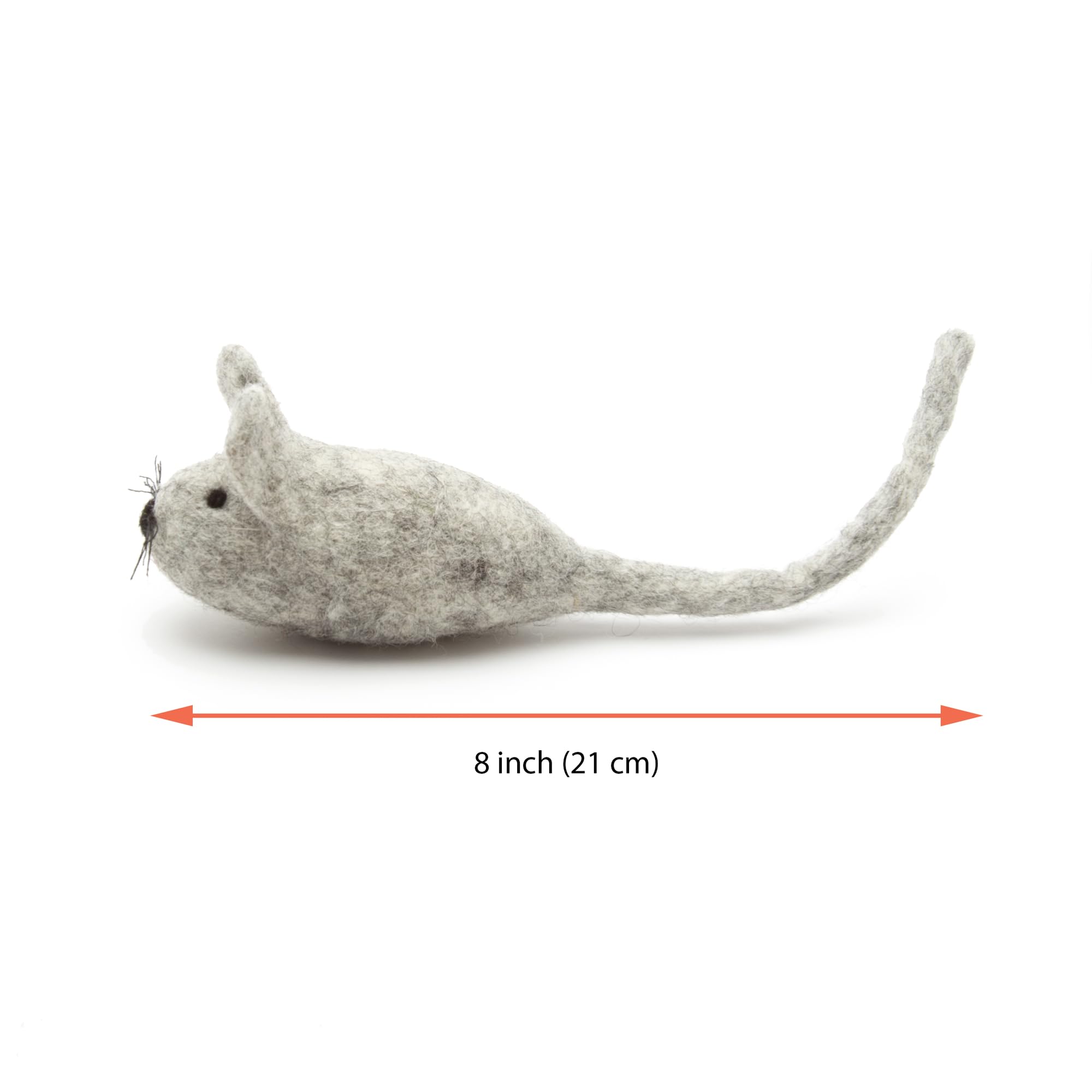 Glaciart One Felt Mouse Cat Toy - 3 Pcs | Soft Fuzzy Enrichment 100% Natural Wool - Interactive Catnip Play Cat Toy Set - Safe F