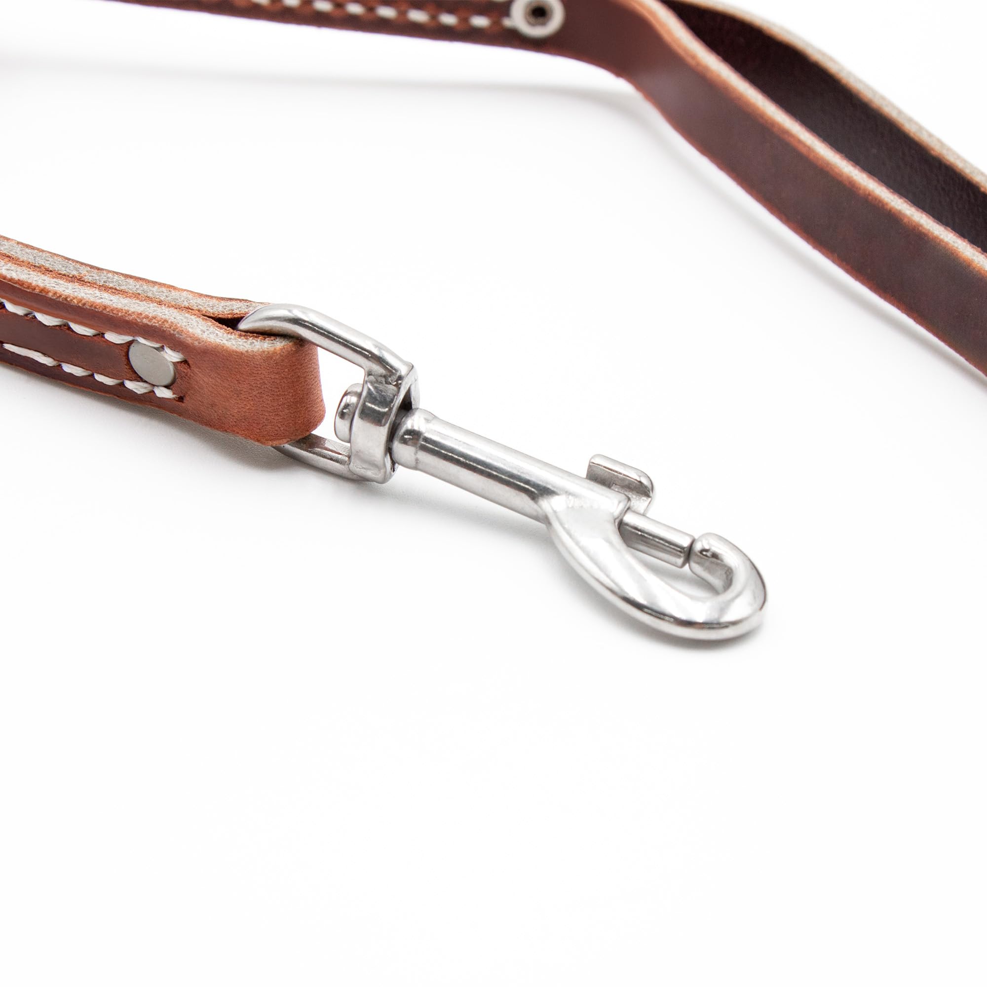 Leerburg 6ft Brown Latigo Leather Leash - 1/2 inch, Stainless Steel Hardware, Amish Made in Wisconsin