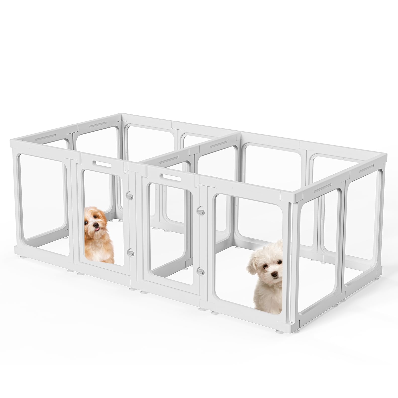 Aoole Clear Acrylic Dog Playpen With Door, For Puppy Cat Rabbit Transparent Pet Pen, Dog Playpen Indoor, Dog Fence, Easy Assembl