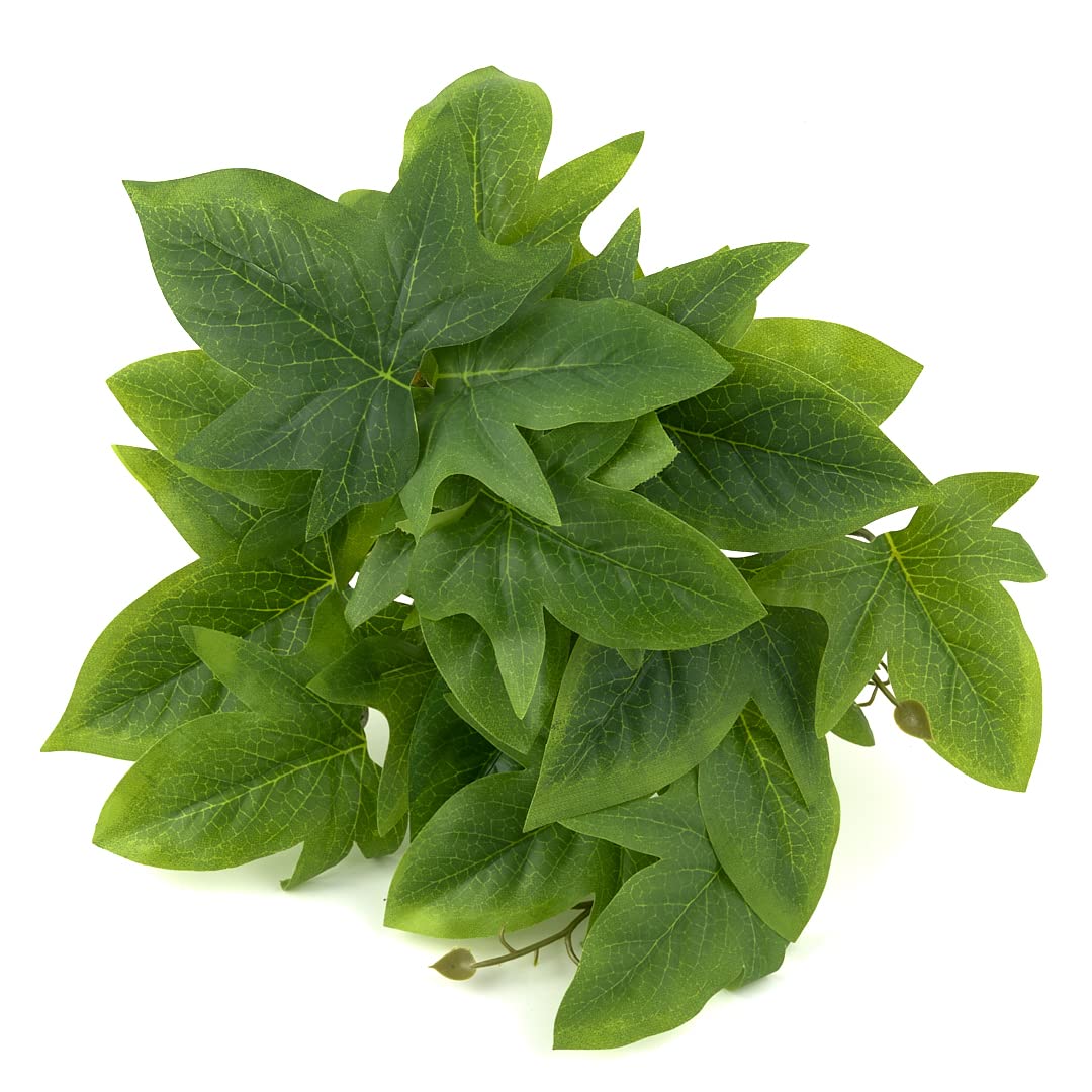 Woledoe Reptile Plants For Terrarium, Amphibian Habitat Decor Artificial Hanging Plants With Suction Cup - Fake Sweet Potato Vin