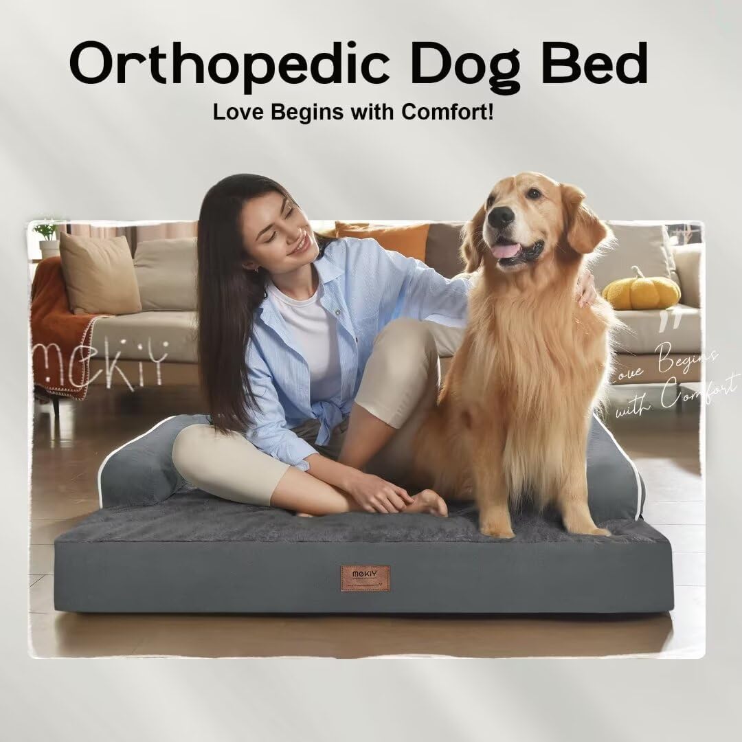 Extra Large Dog Bed-Orthopedic Waterproof XL Dog Bed for XLarge Extra Big Dogs - Foam Couch Sofa Washable with Removable Cover-D