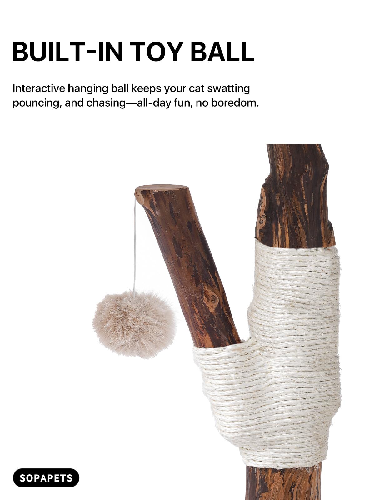 Aesthetic Cat Tree Tower for Large Cats, Large Cat Tree for Maine Coon Indoor Cats with Faux Fox Fur, Solid Wood Sisal Scratchin