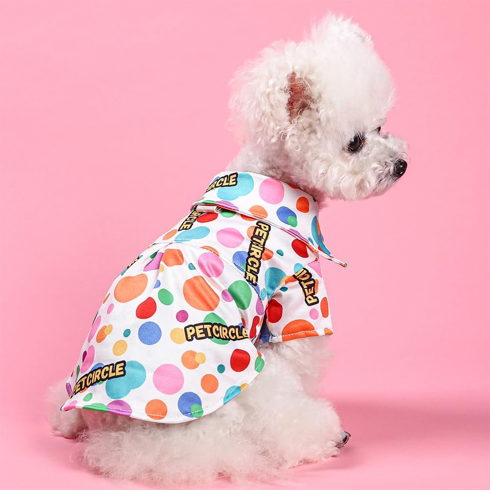 Dog Shirts For Small Dogs, 3Pack Girl Boy Dog Clothes With Leash Ring & Buttons, Small Puppy Tshirts With Sleeves Colorful Carto