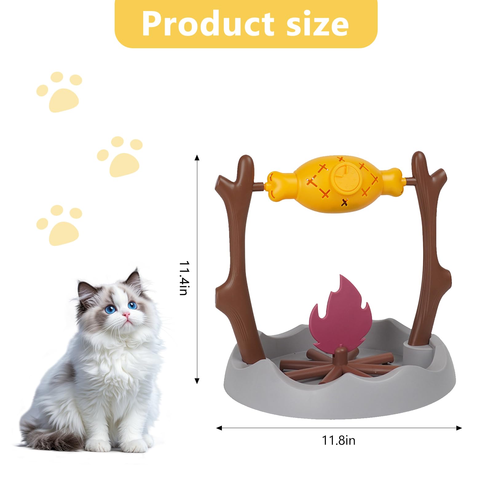 DFQ Cat Treat-Dispensing Slow Puzzle Feeder Bowls,Unique Rotatable Roast and Flame,Cognitive Training Game,Enrichment Interactiv