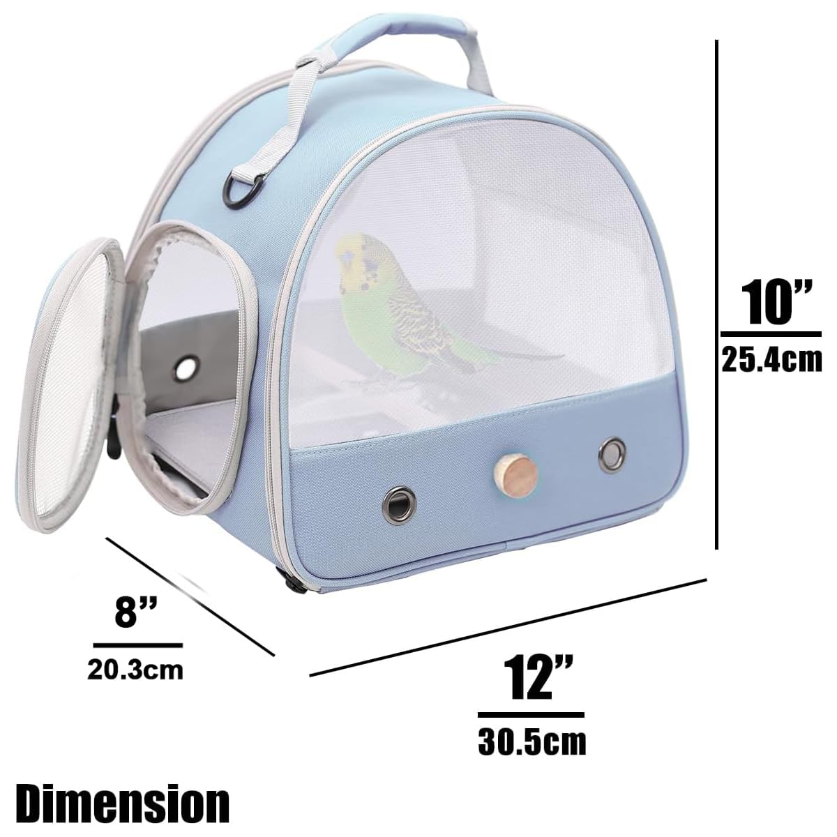 Bird Carrier, Portable Small Bird Parrot Parakeet Carrier with Standing Perch and Soft Mat (NO Tray), Side Access Window Collaps