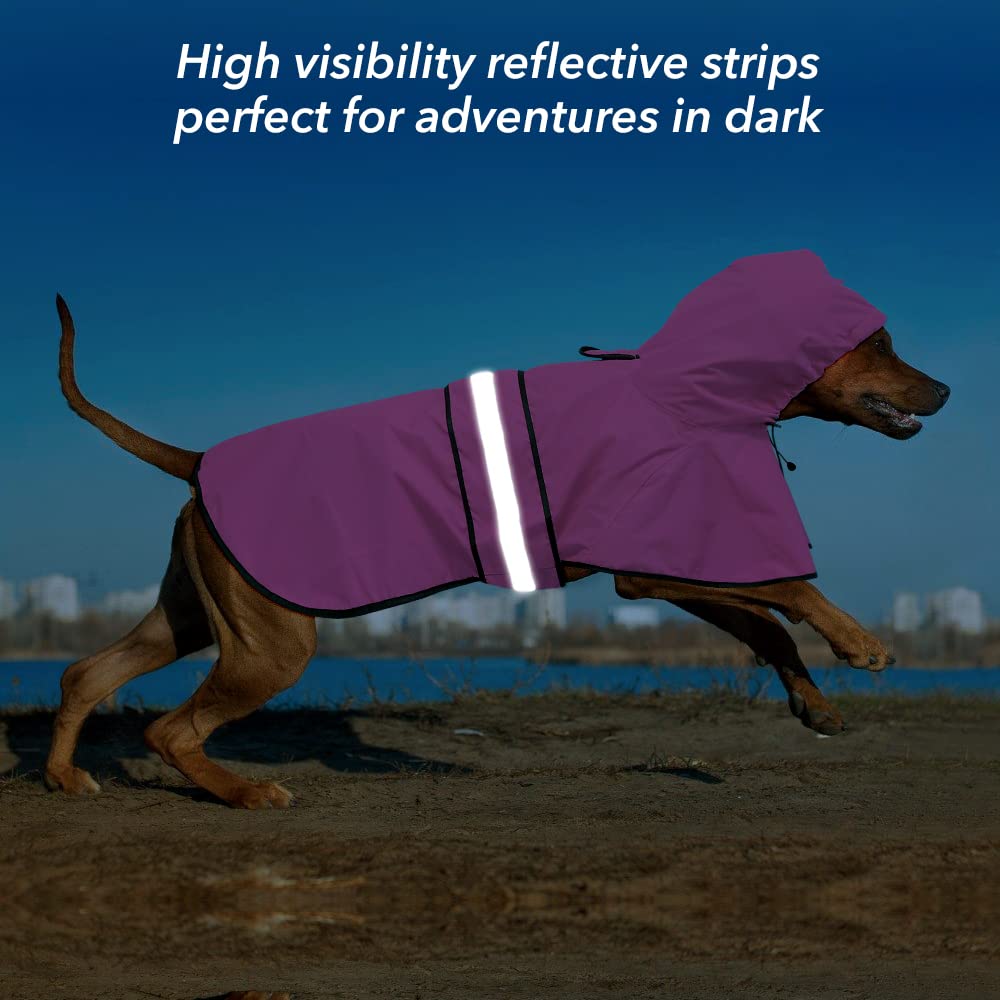 Ezierfy Reflective Dog Rain Coat - Waterproof Adjustable Pet Rain Jacket, Lightweight Dog Hooded Poncho Raincoat For Small To X-