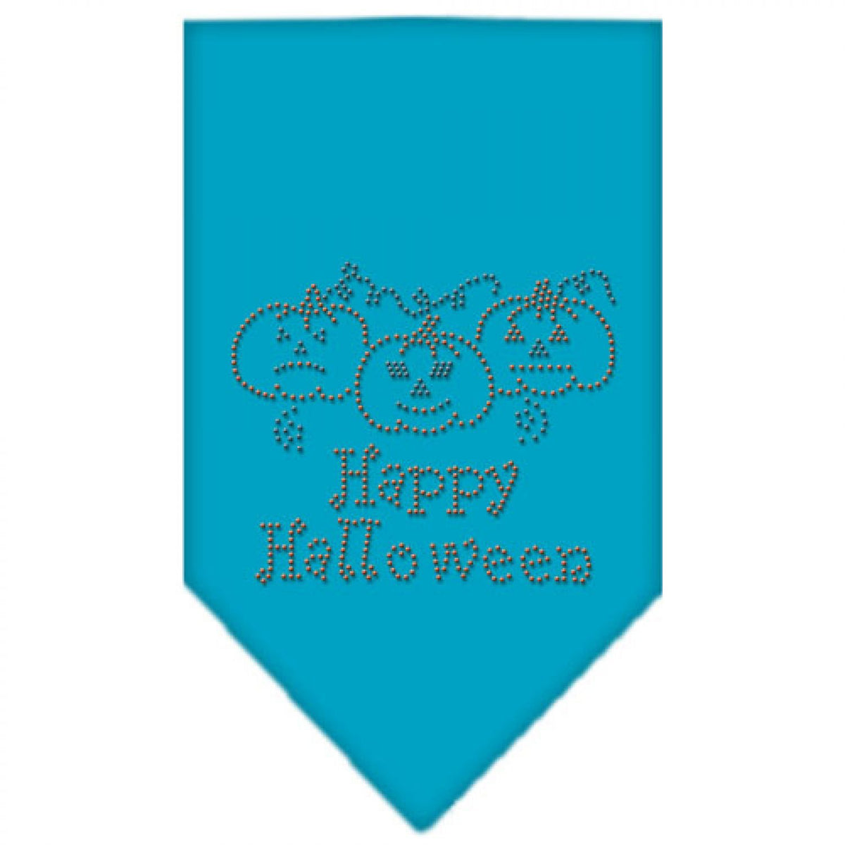 Halloween Pet and Dog Bandana Rhinestone, &quot;Happy Halloween&quot; Turquoise Small
