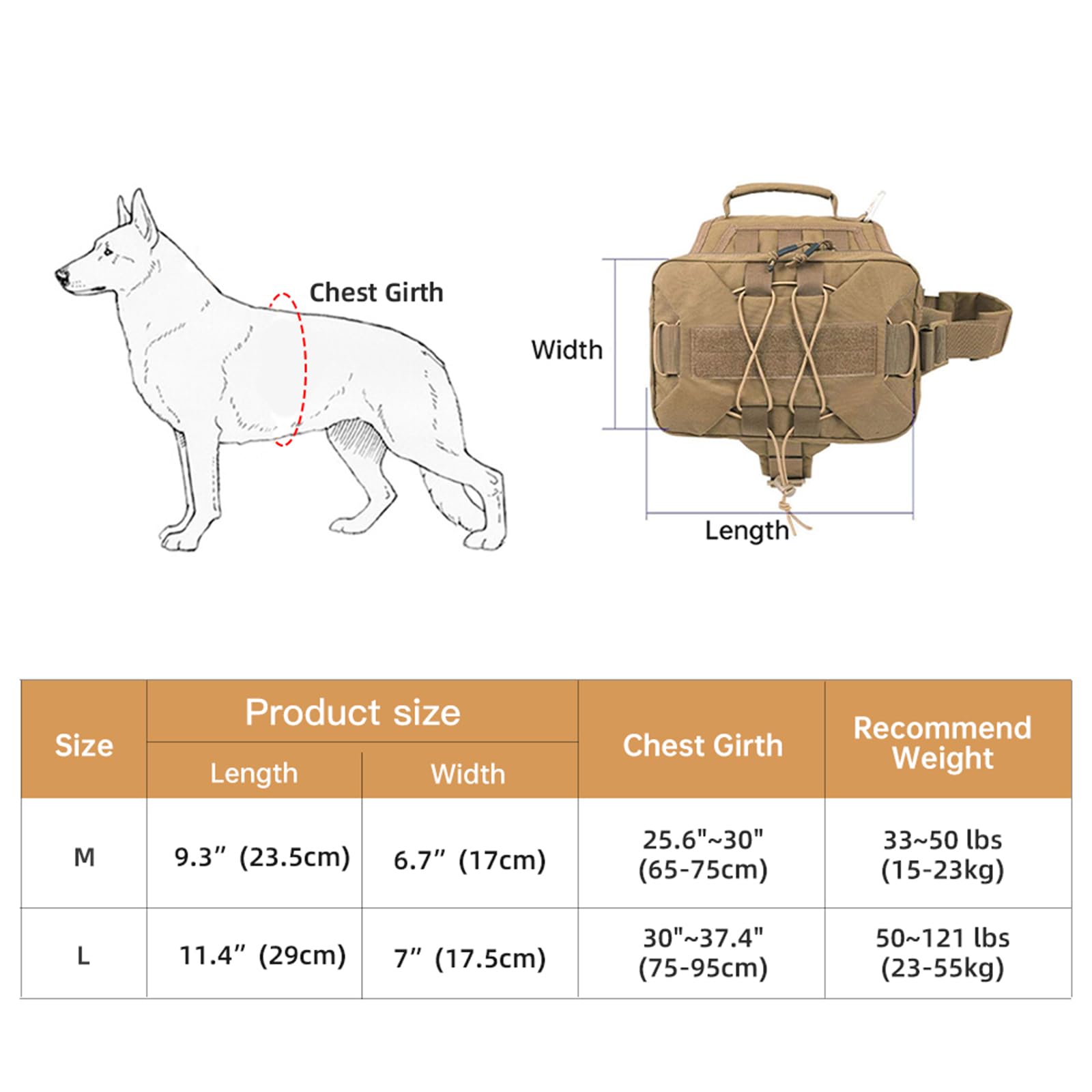 Excellent Elite Spanker Dog Pack Dog Saddle Bag Backpack For Camping Hiking Medium & Large Dog With 2 Capacious Side Pockets (M,