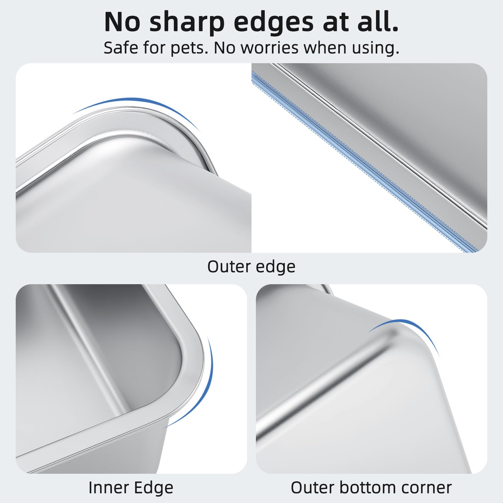 Extra Large Stainless Steel Cat Litter Box For Large Cats - 23.6''X15.6''X6'' High-Sided Metal Tray, Anti-Splash & Odor Resistan