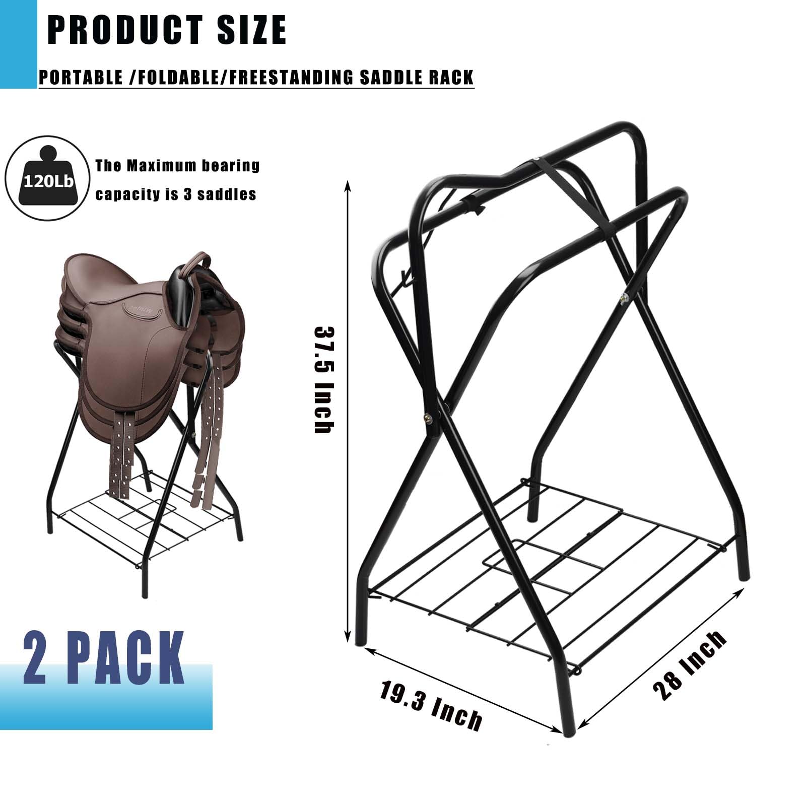 Hdyegy 2 Pack Saddle Rack Portable Folding Horse Saddle Stand For English And Western Saddles,28'' L X 19'' W X 37.5'' H