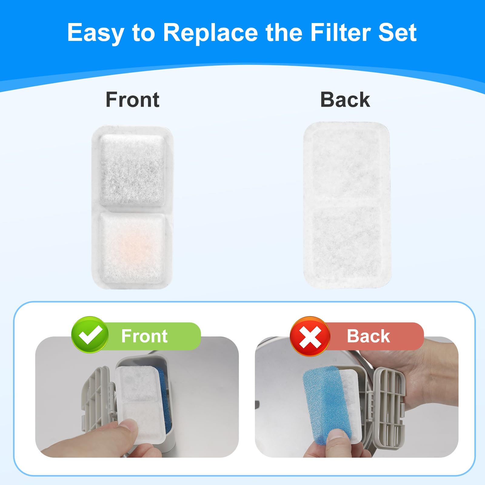 12 Pack Cat Water Filters Replacement For Oneisall,Replacement Filters For 67Oz/2L Stainless Steel Pet Fountain, Easy To Install