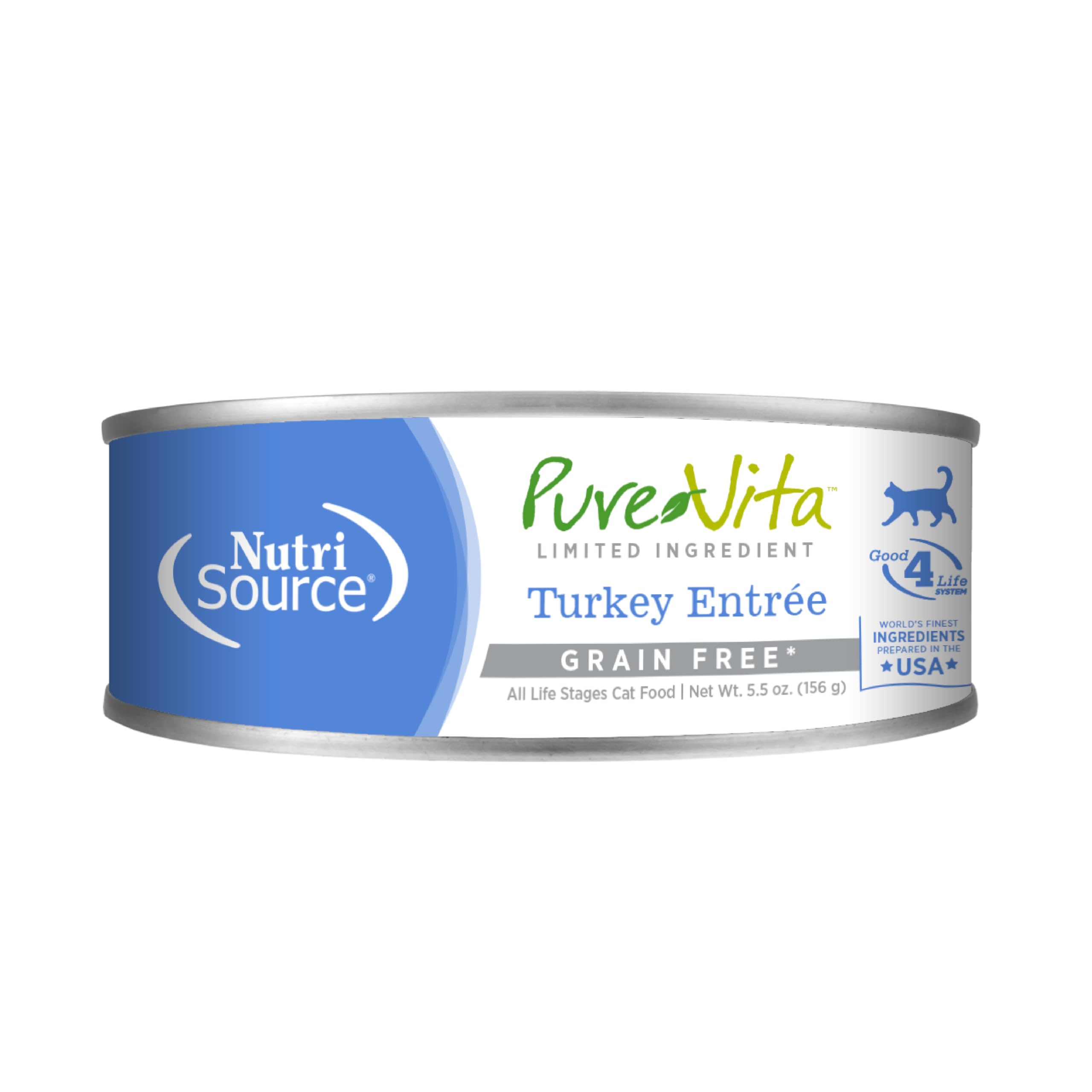 Pure Vita 96% Grain Free Turkey & Turkey Liver Entr  e Cat 12/5 Oz