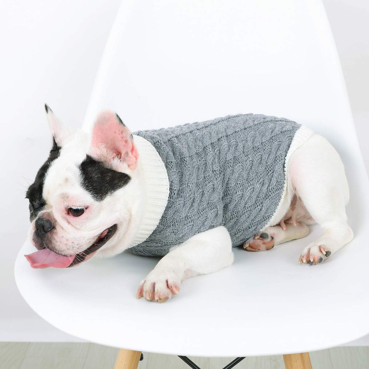 Zjyufy Dog Sweaters Small Dogs Turtleneck Pullover Sweaters Dog Knitted Sweaters Bulldog Pug Winter Warm Clothes For Pet Doggie