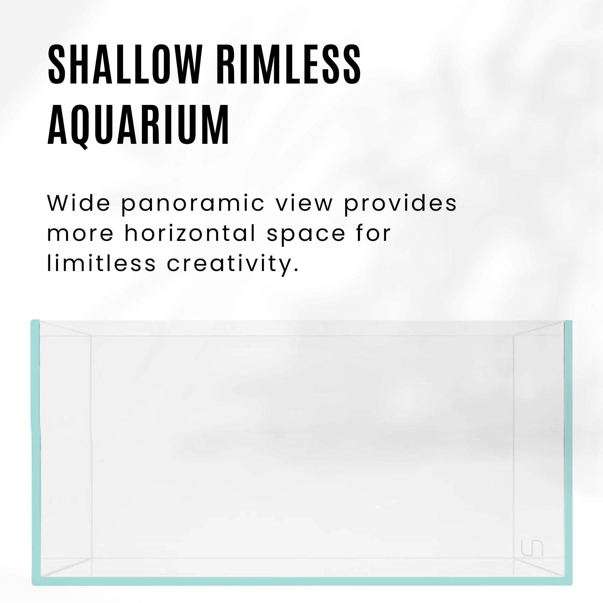 Ultum Nature Systems 16S Rimless Aquarium, 0.7 Gallon Nano Tank, 5mm Ultra Clear Glass, Black Leveling Mat, Shallow Color