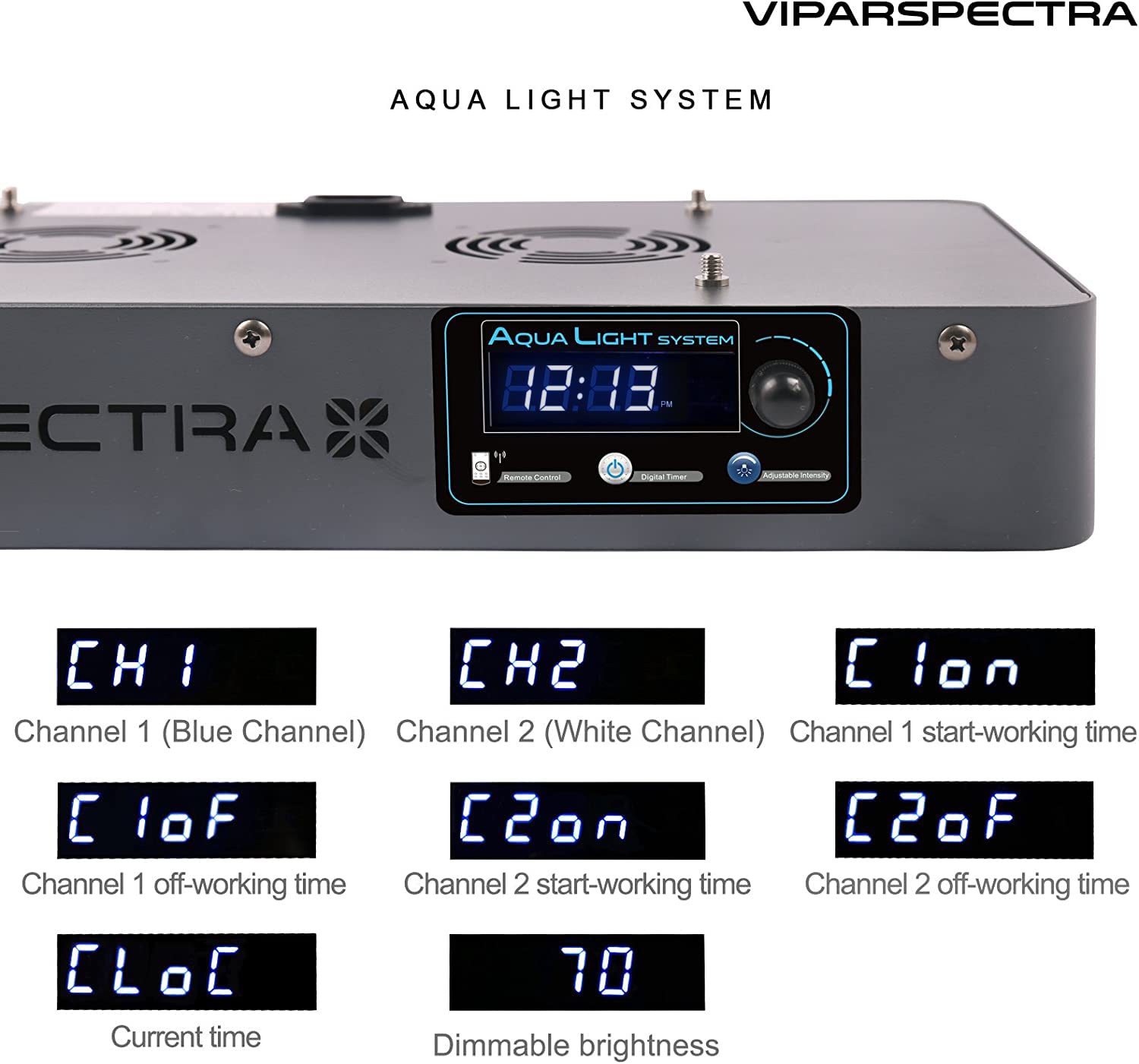 Viparspectra 165W Led Aquarium Light Dimmable Full Spectrum Led Reef Lights For Coral Saltwater Fish Tank, Remote/Timer Control, Programmable Auto On/Off, Blue/White Dual Channel Brightness 0-100%