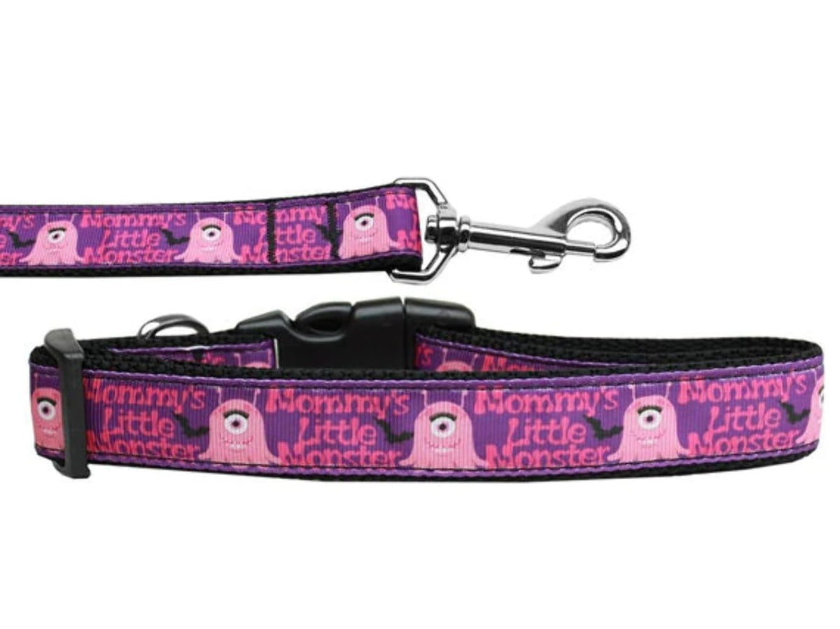 Pet Dog & Cat Nylon Collar or Leash, &quot;Mommy's Little Monster&quot; 5/8&quot; w x 4 ft. leash