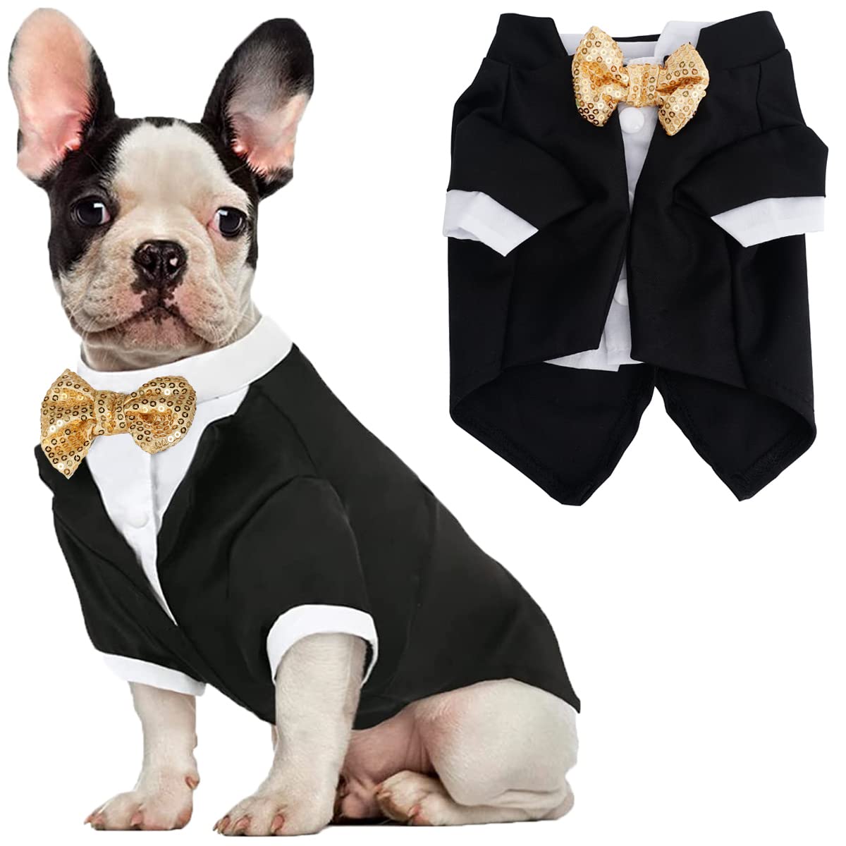 Dog Tuxedo, Formal Dog Clothes Shirt Costume Wedding Attire Party Bow Tie Suit, Dog Outfit For Small Medium Large Dogs Cats, Halloween Pet Costumes Birthday Puppy Clothing Christmas Apparel (M)