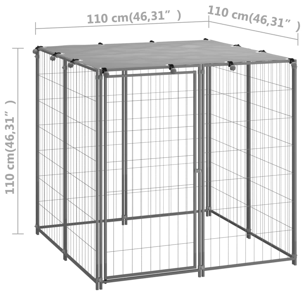 'vidaXL Spacious Steel Dog Kennel with Secure Door and UV-Resistant Roof - Perfect for Outdoor, Garden, Yard, and Patio.