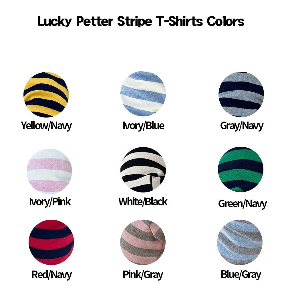 Lucky Petter Dog Cotton Shirts For Small And Large Dogs Rugby Striped T-Shirts Soft Breathable Dog Shirt Pet Clothes (Small, Gre